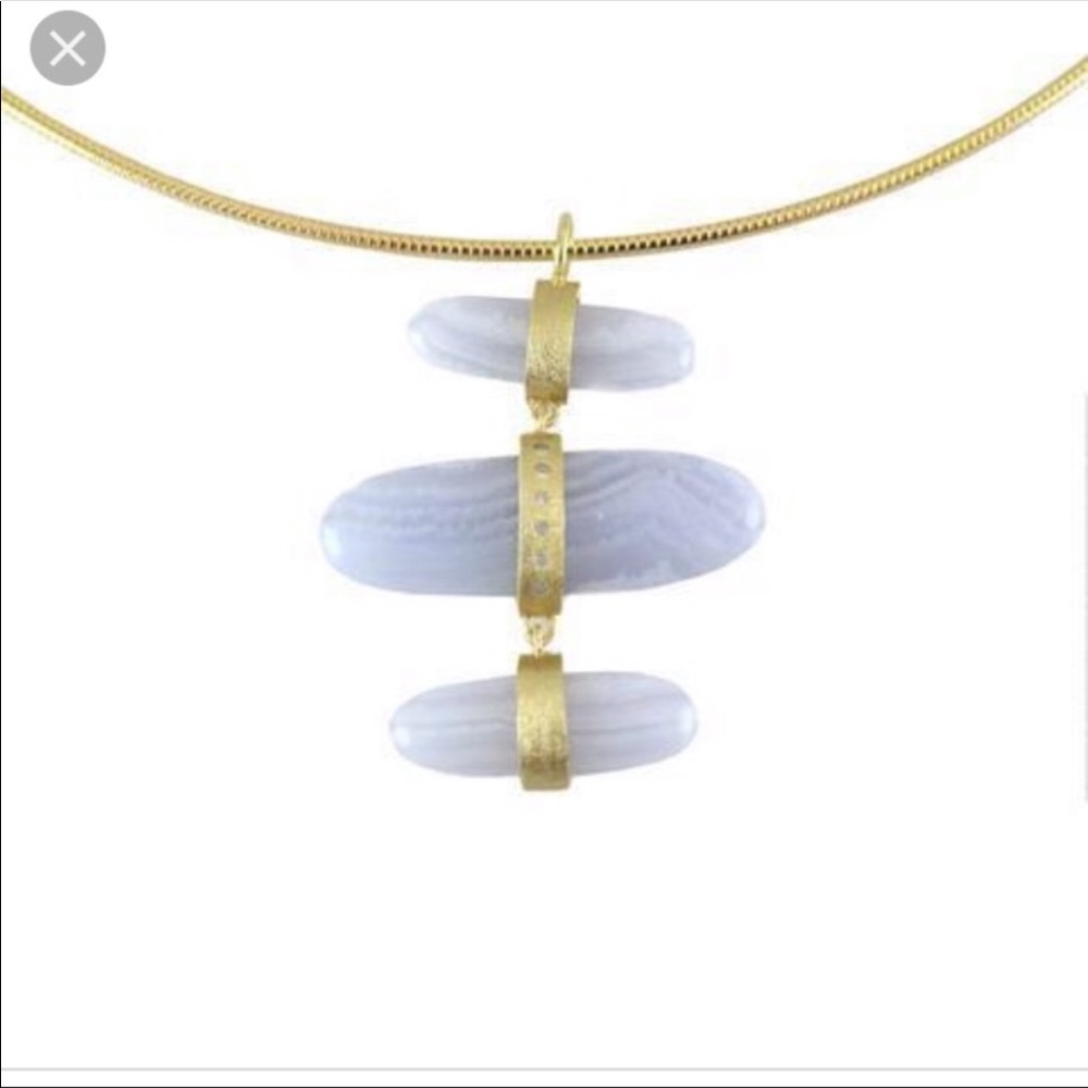 Marcia Moran Blue Lace Agate Triple Stone Necklace
